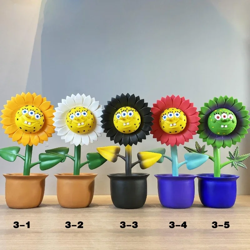 42cm Ron English Fashion Trendy Spoof Sunflower Statues Doll Desktop Decoration Plant Model High-end Ins Europe Style Gift