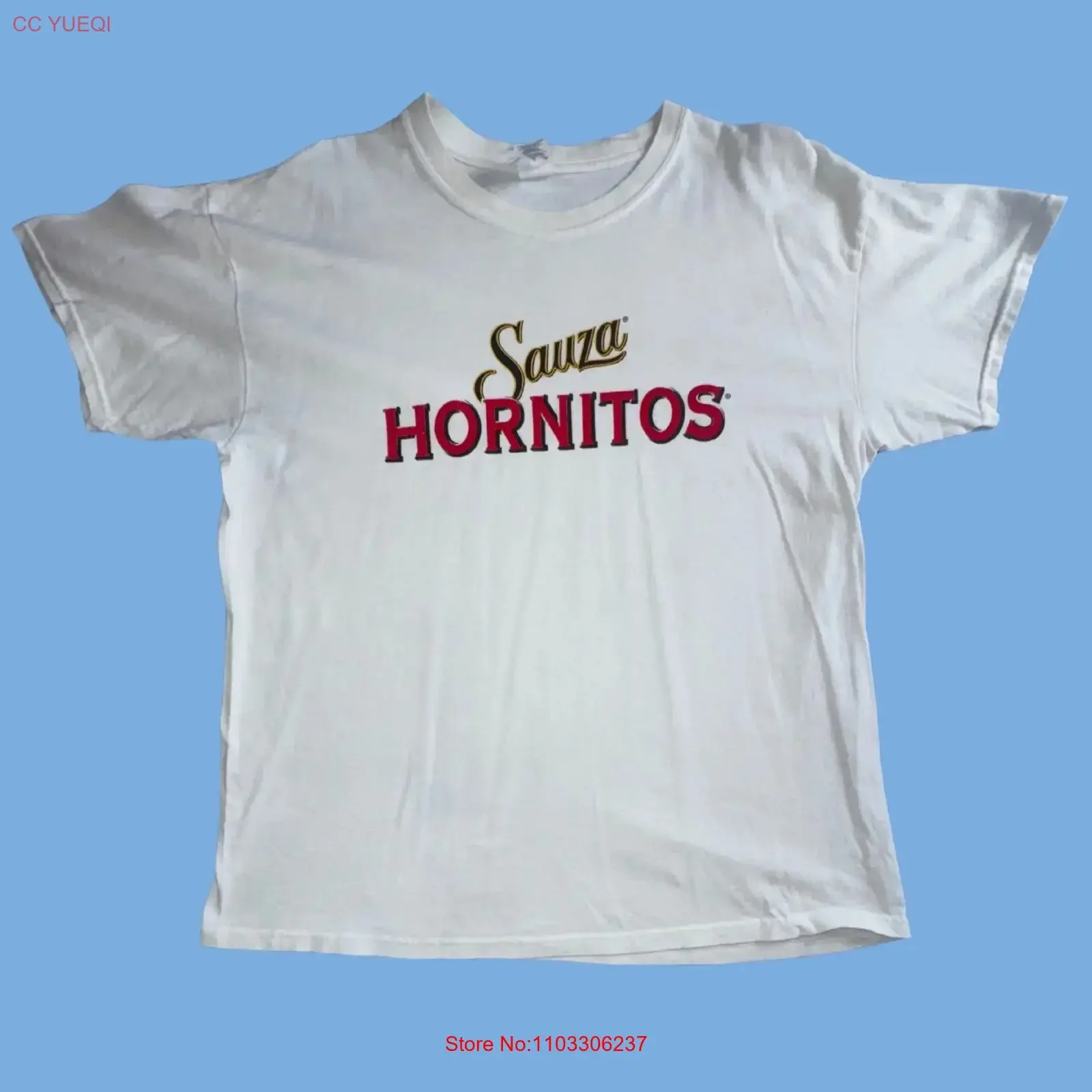 Camiseta Hornitos Tequila 100 Puro Agave Blanca Talla Grande, Estilo Vintage Lavado, Transpirable, para Uso Diario, Promoción de Bar