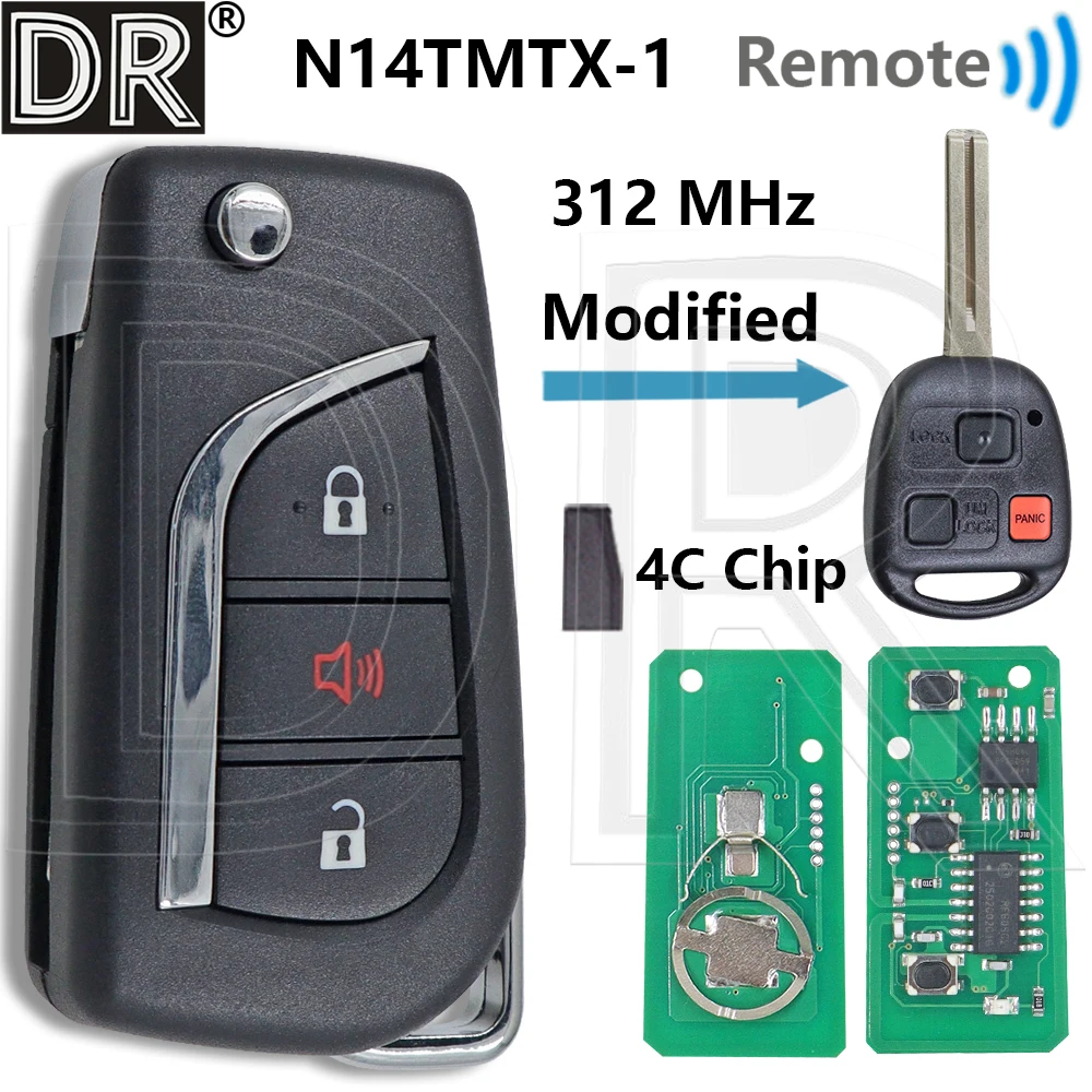 Great N14TMTX-1 312MHz No Chip/4C Chip TOY48 Blade Car Remote Control Key For Lexus RX300 1999 2000 2001 2002 2003