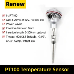 Pt100 Input Pipe Temperature Sensor Furnace Thermal Resistance RTD With Shielded Wire