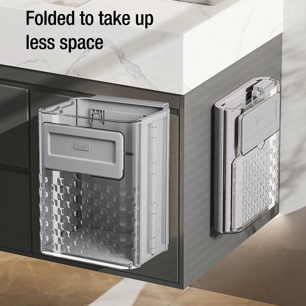 2.4 Gallons Hanging Trash Can Space-Saving Plastic Kitchen Waste Bin Detachable Front Cover Wall Mounted Garbage Bin RV