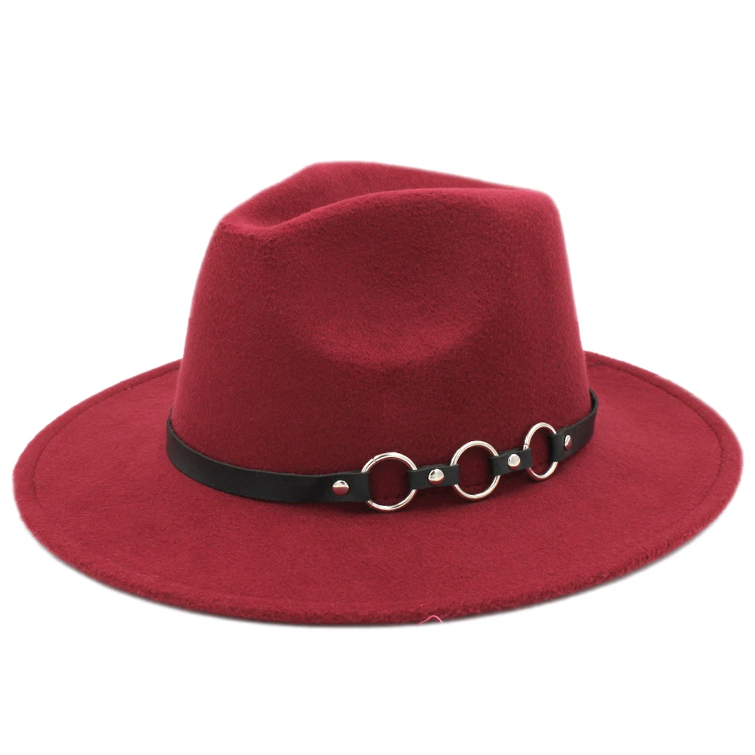 

Fedora Hats for Men & Women Wide Brim Panama Cap Church Party Jazz caps with O Rings Leather Belt Шляпа Sombreros