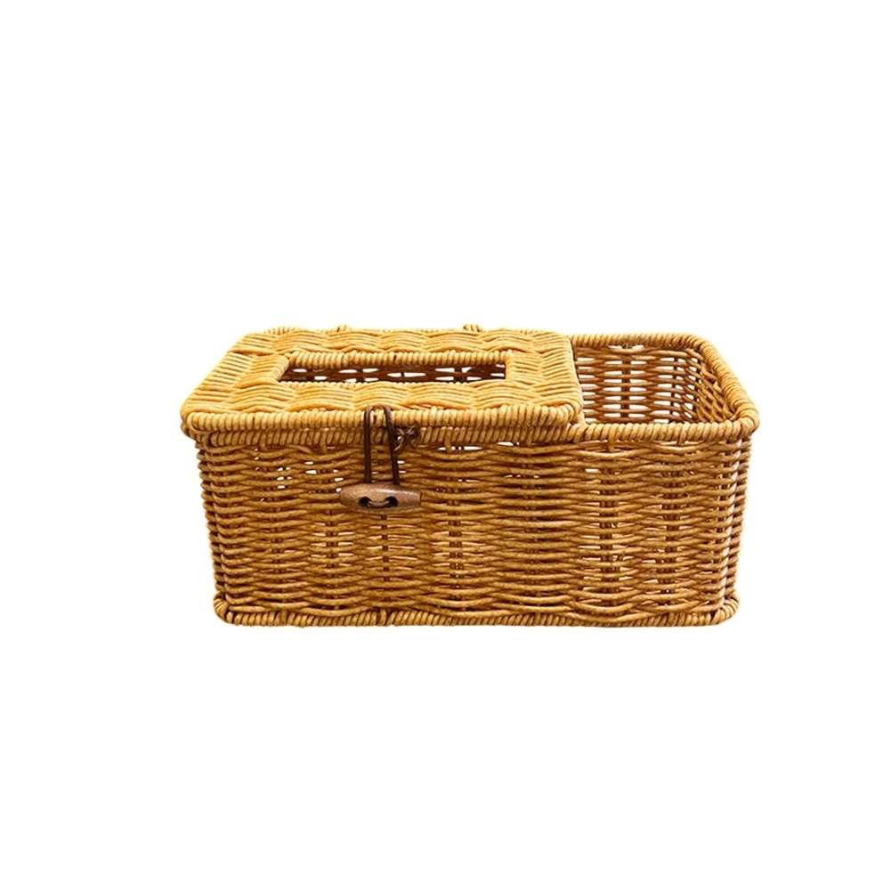 Home Decoration 25*13*9cm Imitation Rattan Box Handmade Paper Box Exquisite Workmanship Hotel Usage Living Room Decor