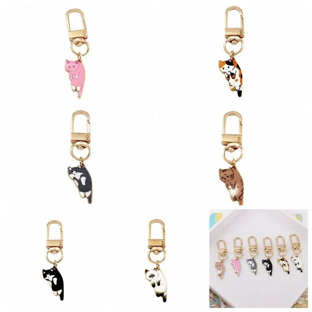 Cute Korean Style Kitten Charm Alloy Keychains Animal Alloy Dripping Oil Baked Lacquer Activity Gifts