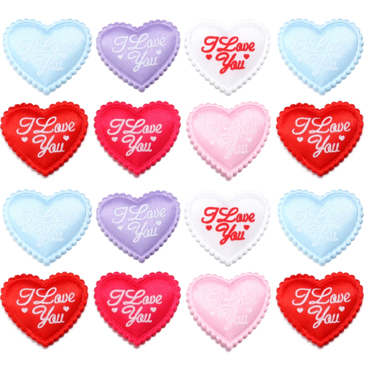 50pcs/pack Sponge Heart Patch Color 3D Fabric Petal Patches for DIY Clothes Sewing Supplies Wedding Party Decoration Accessories