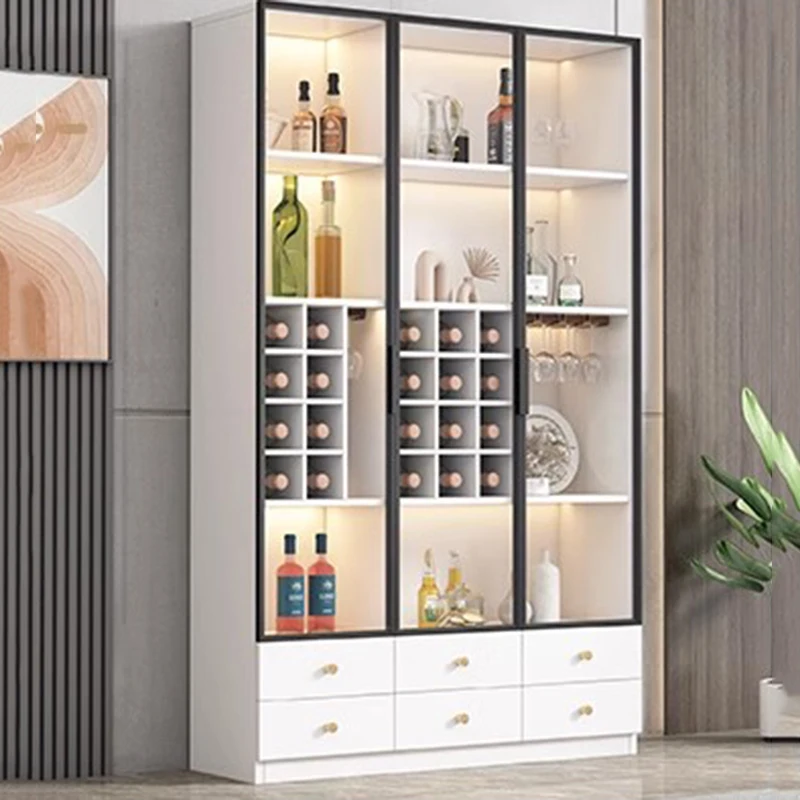 Mobile Kitchen Bar Cabinet Shelves Living Room Multifunctional Luxury Wine Cabinet Display Cave A Vin Chinese Style Furniture
