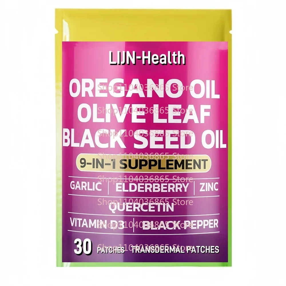 

30 Patches Oregano Transdermal Patches with Olive Leaf Black Seed - Immune Support & Digestive Health for Women and Men
