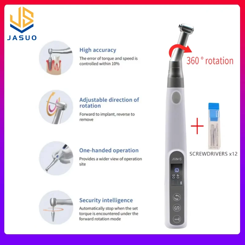 Clé électrique de couple d'implant dentaire Portable, pilote de couple 360 °   Outils de réparation de dentisterie rotatif 50Ncm 50 tr/min avec 16 vis