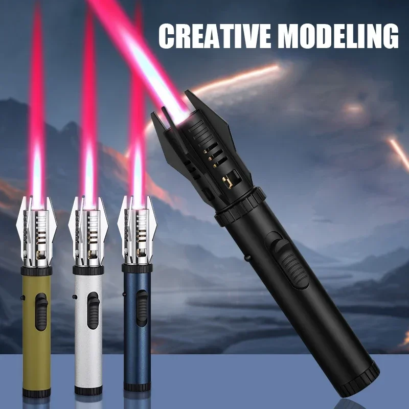 Planet Lightsaber Metal Butane Gas Lighter Spray Welding Gun 360° Use Outdoor Windproof Turbine Torch Jet Lighter BBQ Cigar Tool