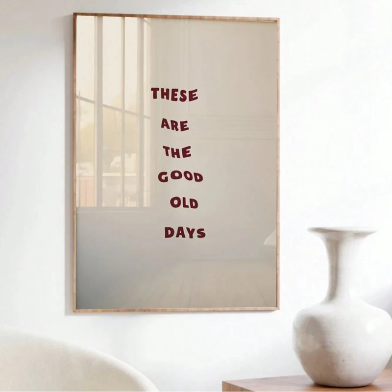 Good Old Times Red Letters Vintage Art Wall Wall Decoration Bold Trendy Type Home Decoration Wall Retro Canvas Painting