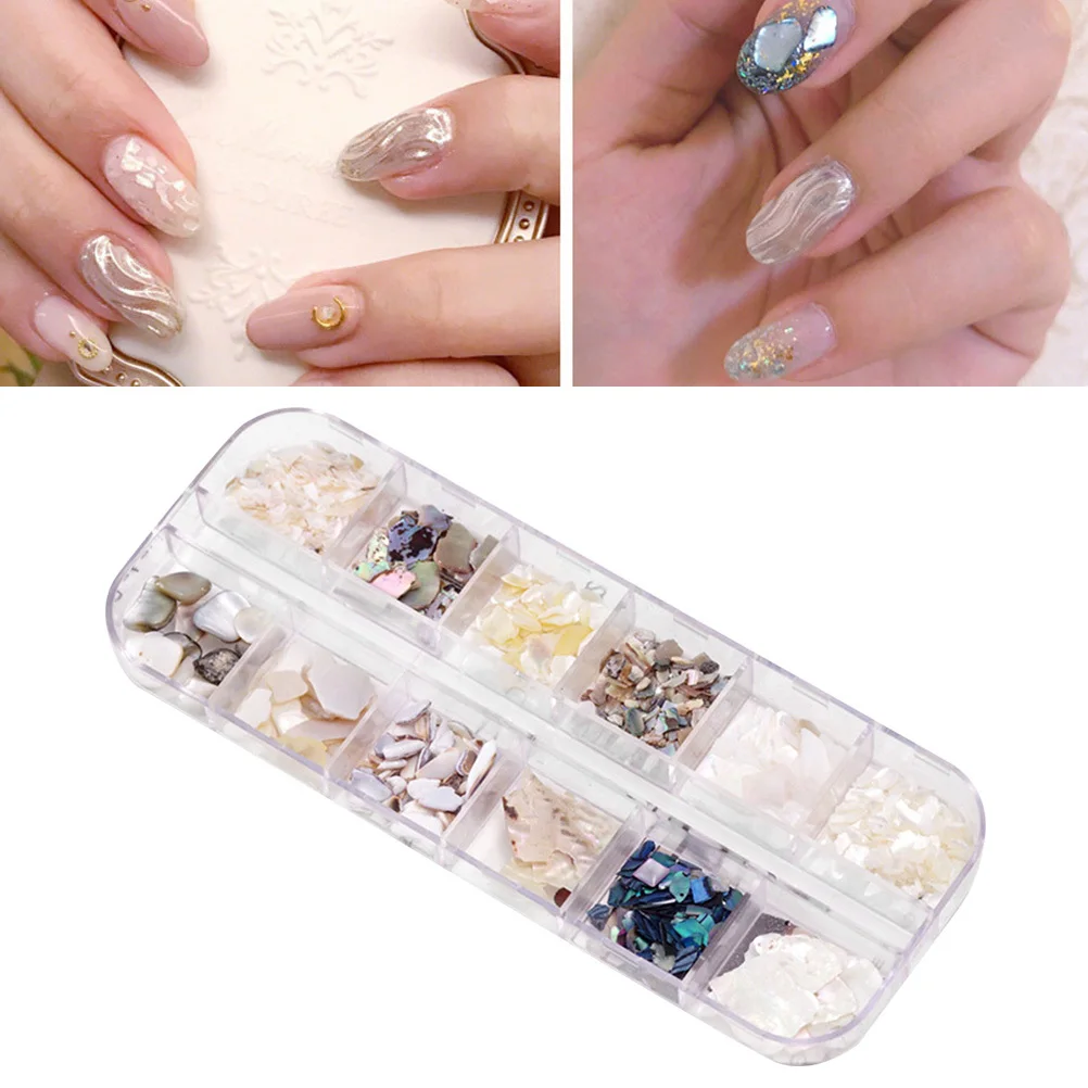 ชิ้นงานตกแต่งเล็บจากเปลือกหอยเป๋าฮื้อ วัสดุเปลือกหอยแท้ วิบวับ สำหรับตกแต่งเล็บ DIY อุปกรณ์เสริมความงามสำหรับเล็บที่บ้าน