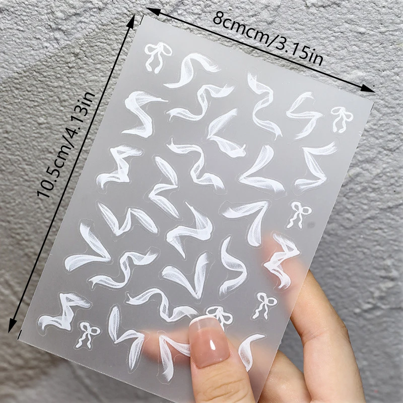 1 blatt 3D Geprägte Weiße Seidenband Nail art Aufkleber Nagel Aufkleber Für Frauen Diy Nail art Versorgung Nagel Design nagel Dekoration Salon