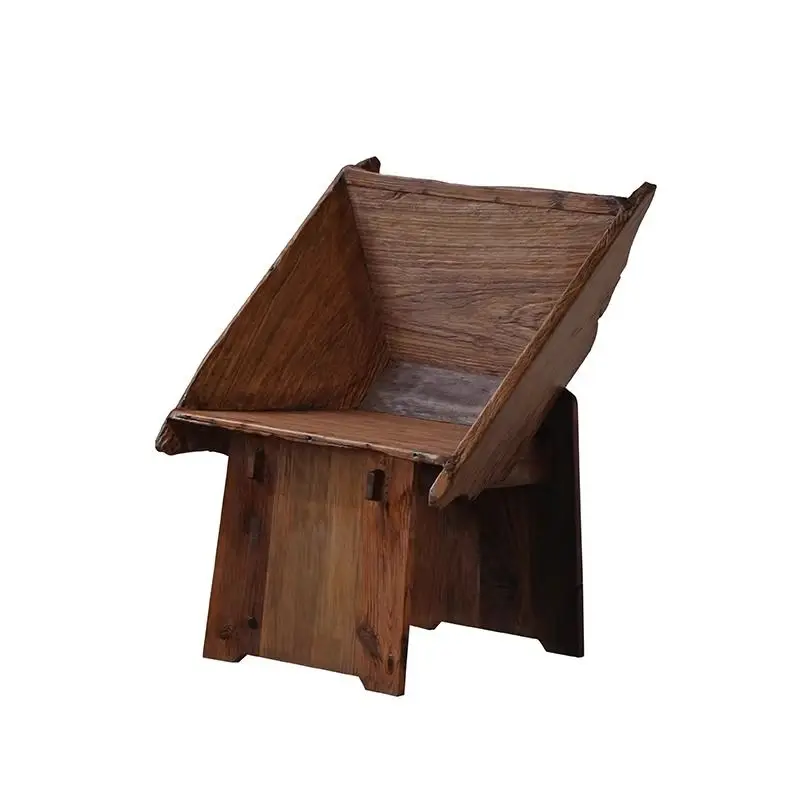 

creative courtyard backrest dining chair, wabi-sabi wind leisure chair, Valley wind car solid wood chair, old renovation