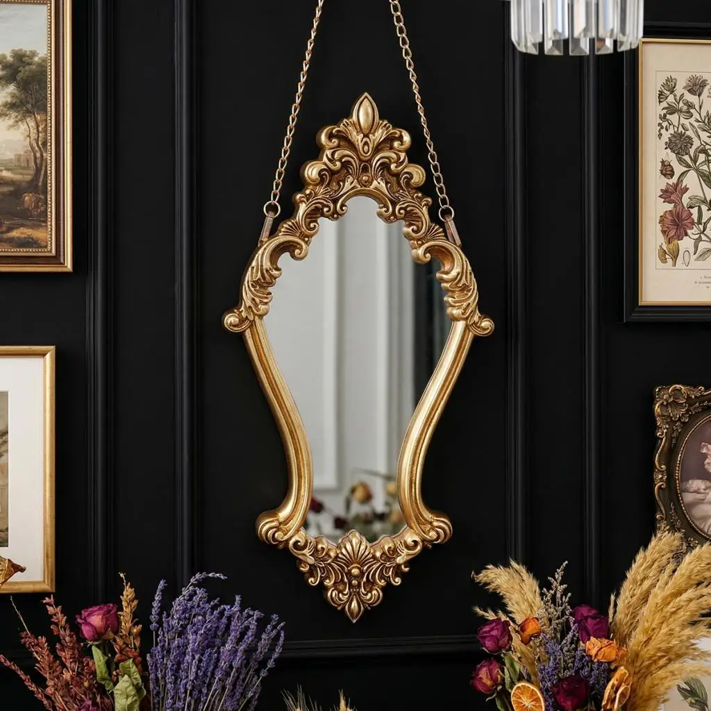 

Decorative Wall Mirror Versatile Retro Style Art Ornament Decoration Vanity Mirror Bathroom Mirror for Wedding Bedroom Hallway