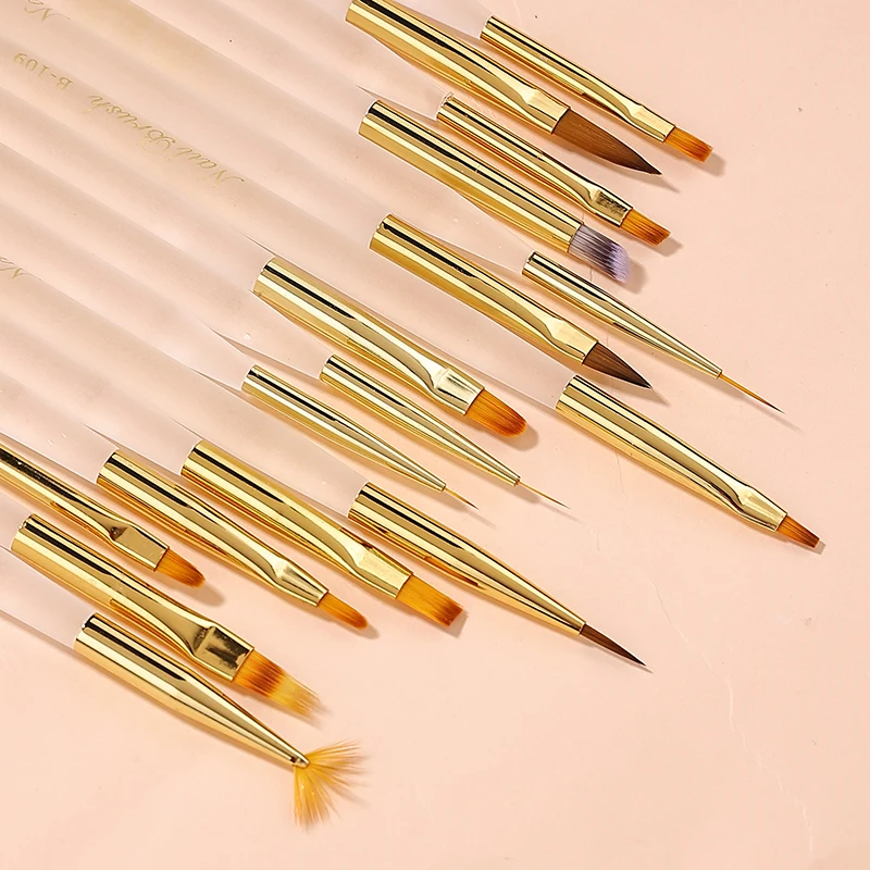 Sweet-Z Beauty 16 ชิ้นชุดแปรงเล็บเครื่องมือแปรงอะคริลิค Barrel จิตรกรรมชุด Liner ยืดหยุ่น Nib One จังหวะ Shaping แปรงวาด