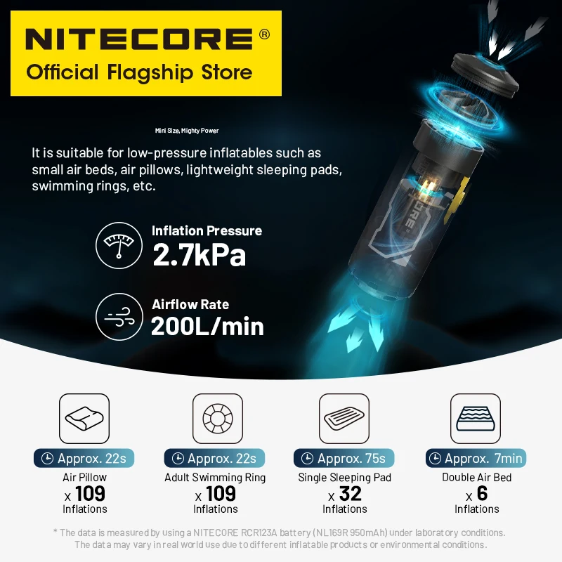 NITECORE AP05C Carbon Fiber Air Pump 23g 2.7 kPa Inflation Deflation for Air Bed Pillows Swimming Ring Camping Flame Booster