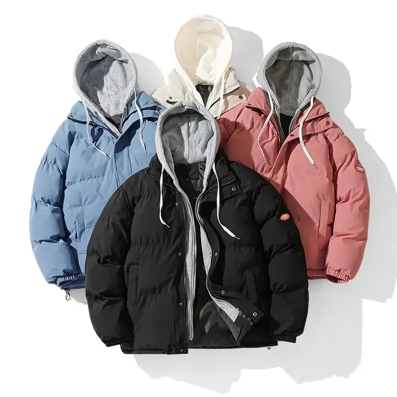 Winter Jacket Men Thick Warm Parkas Man Hooded Puffer Jackets Fake Two Cotton-padded Coats Clothing Fashion Casual Outwear Top