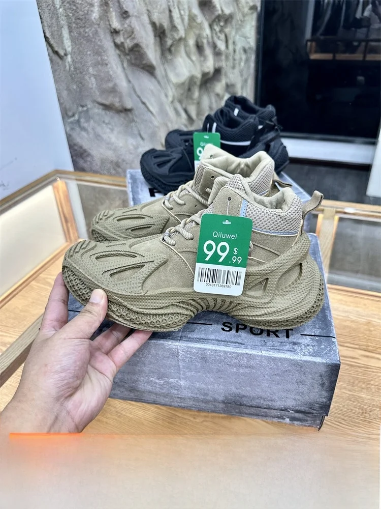 Comfortable Tactical High-Top Men's Outdoor Sports Casual Shoes Breathable Versatile Autumn Season Low Cut Wave Pattern Rubbe...