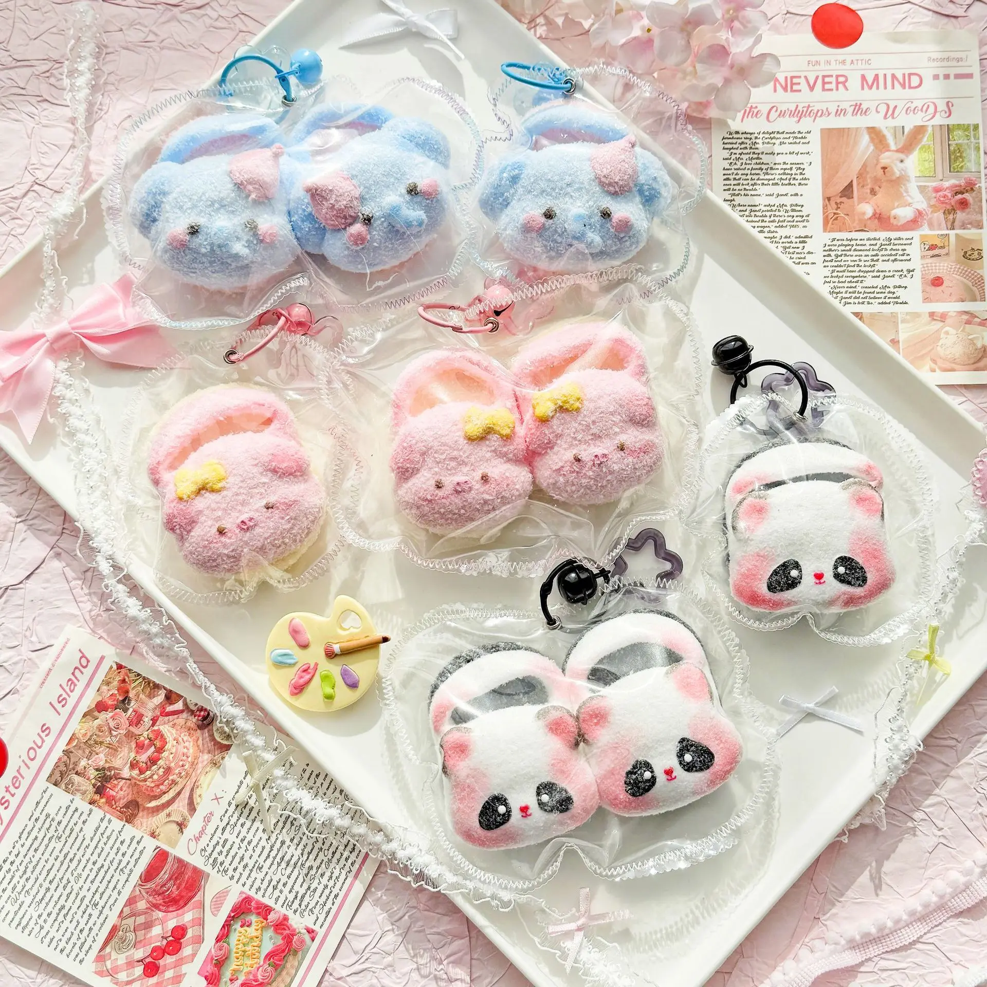Pantuflas de cerdito rosa Kawaii, juguete blandito de silicona con textura de barro cremoso, alivio del estrés, llavero, regalo para niñas