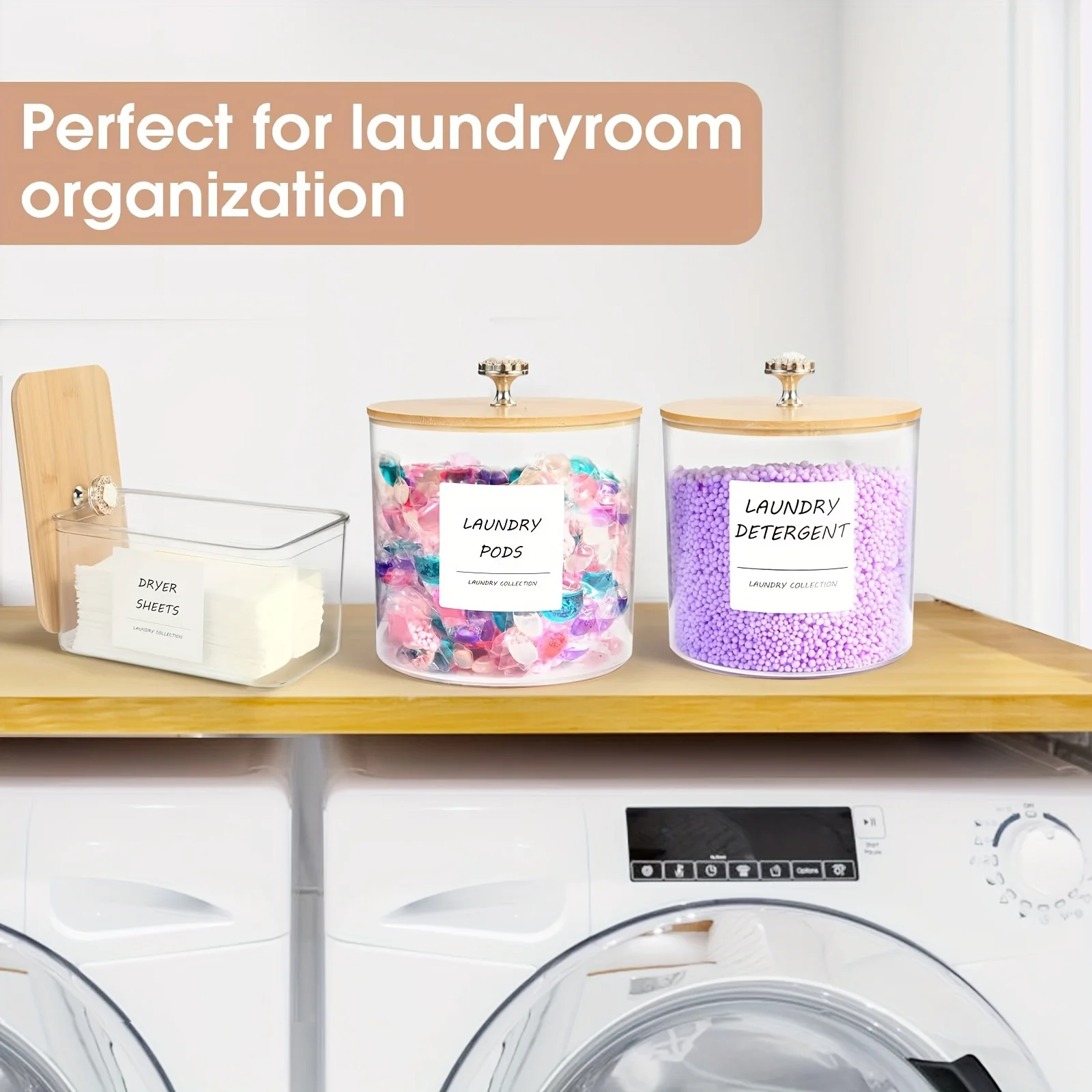 1Pcs/3 Pcs Laundry Pods Containers Dryer Sheet Holder, Laundry Room Organization and Storage Containers with Lids and Labels