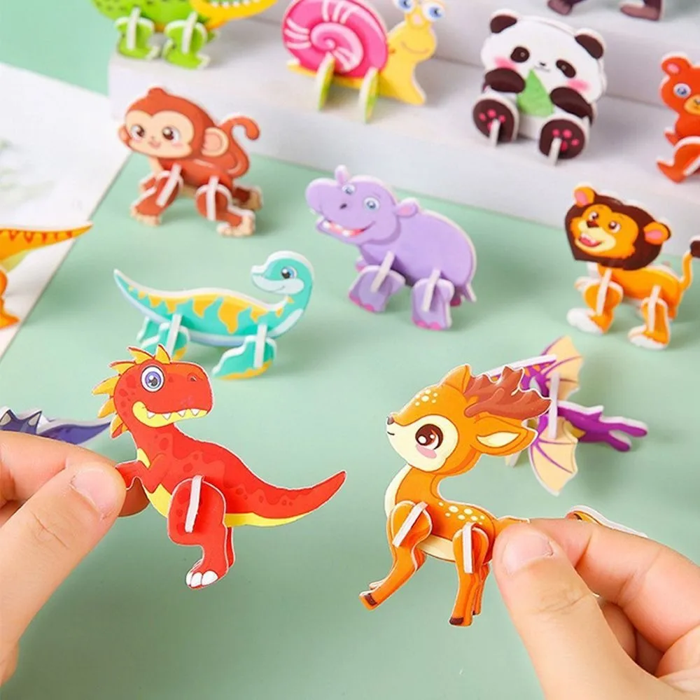 10pcs New Three-dimensional 3D Paper Puzzle Mini Panda Puzzle Model DIY Cartoon Animal Assembly Model Children's