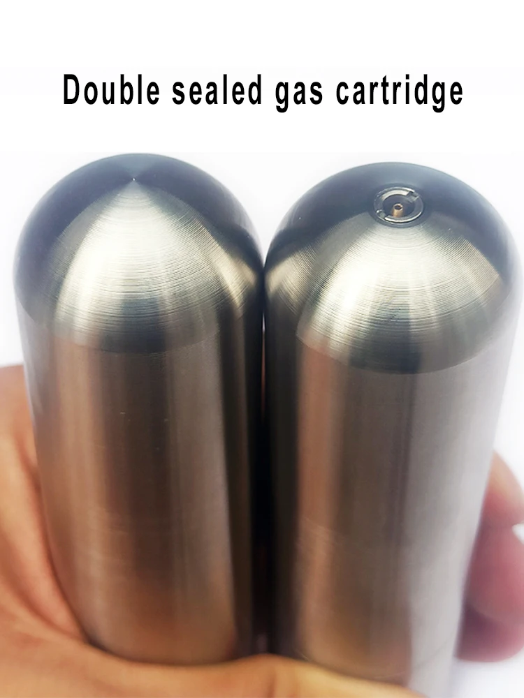 Valve optimisée cartouche d'air à double joint 8g/12g/16g cartouche de gaz réutilisable en acier inoxydable pour la réparation de pneus de cyclisme oxygène d'aquarium
