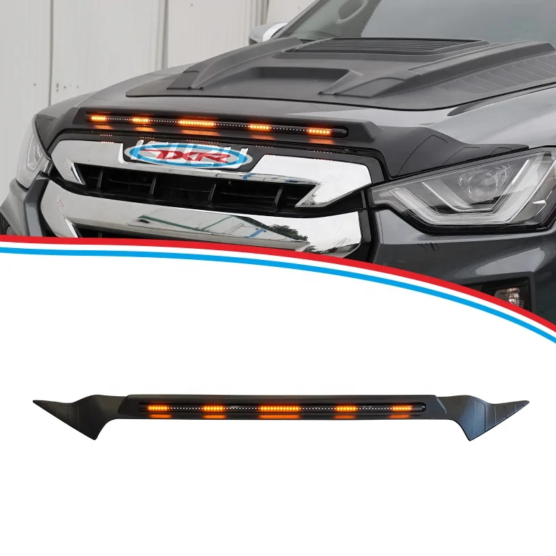 Bonnet Guard with Streamer Light Synchronize The Original Car Steering LED Bonnet Protector Accessories for Isuzu D-Max 2021