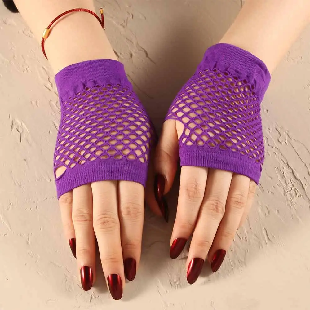 Gants de danse élastiques courts sexy, résille de fête, filet de pêche, gants en maille, tenue de boîte de nuit, accessoires de costume