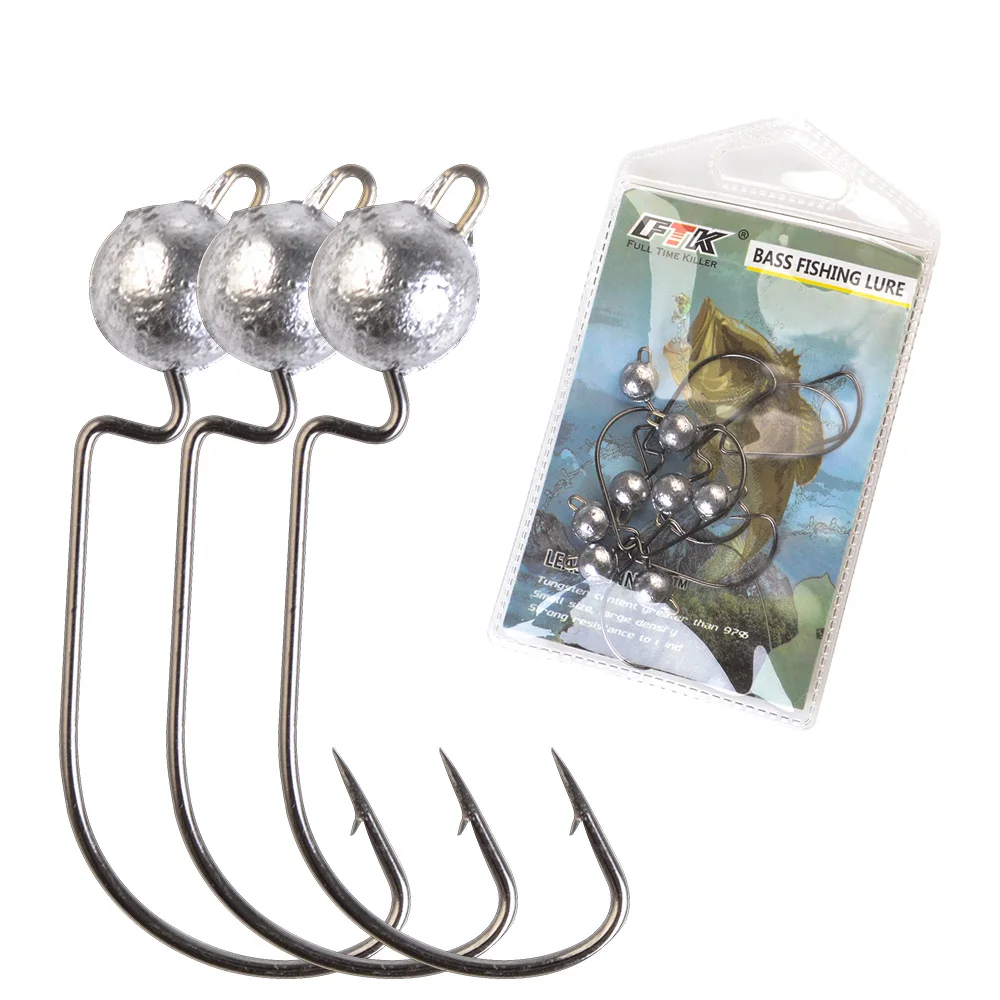 

FTK Jig Head 5pcs/8pcs 3.5g/5g/7g /10g Barbed Hook Soft Lure Jigging Worm Sharp Hook Fishing Hooks Bass Fishing Lure