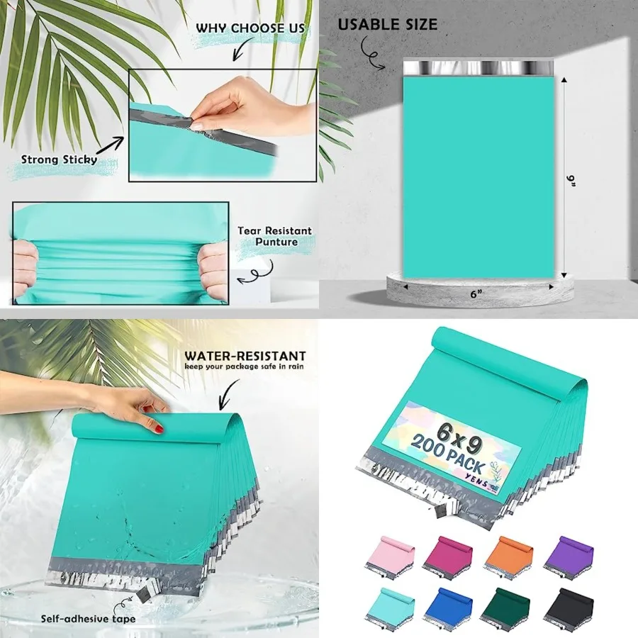 

Poly Mailers 6X9 200 Pack, Strong Self Seal Adhesive Shipping Envelopes Waterproof for Shipping, Mailing, Packaging M1