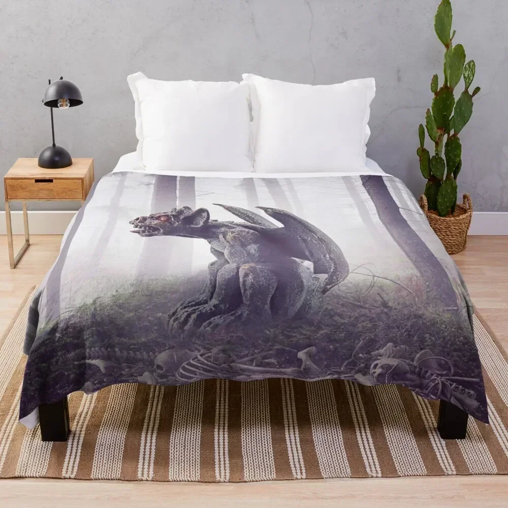 

Mysterious gargoyle shrouded in fog Throw Blanket Polar for babies Shaggy Blankets