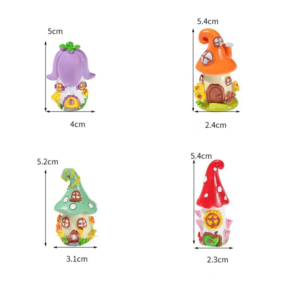 3D Mini House Desktop Ornament Small Cute Resin Craft Gifts Fairy Garden Mushroom Cottage Desktop Decor Miniature Accessory