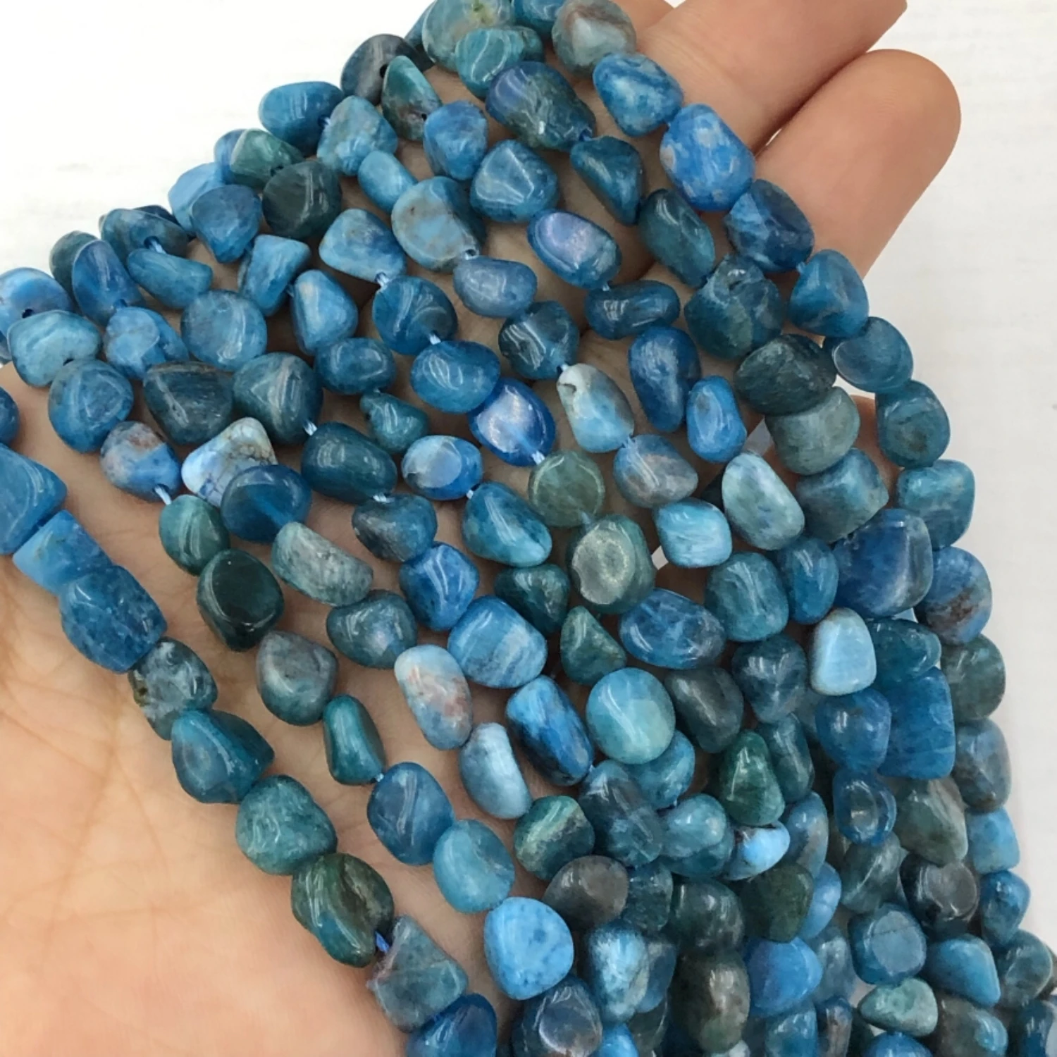 7-10mm Natural Irregular Blue Apatite Stone Beads Loose Spacer Beads For Jewelry Making DIY Bracelet Necklace Finding 15Inches