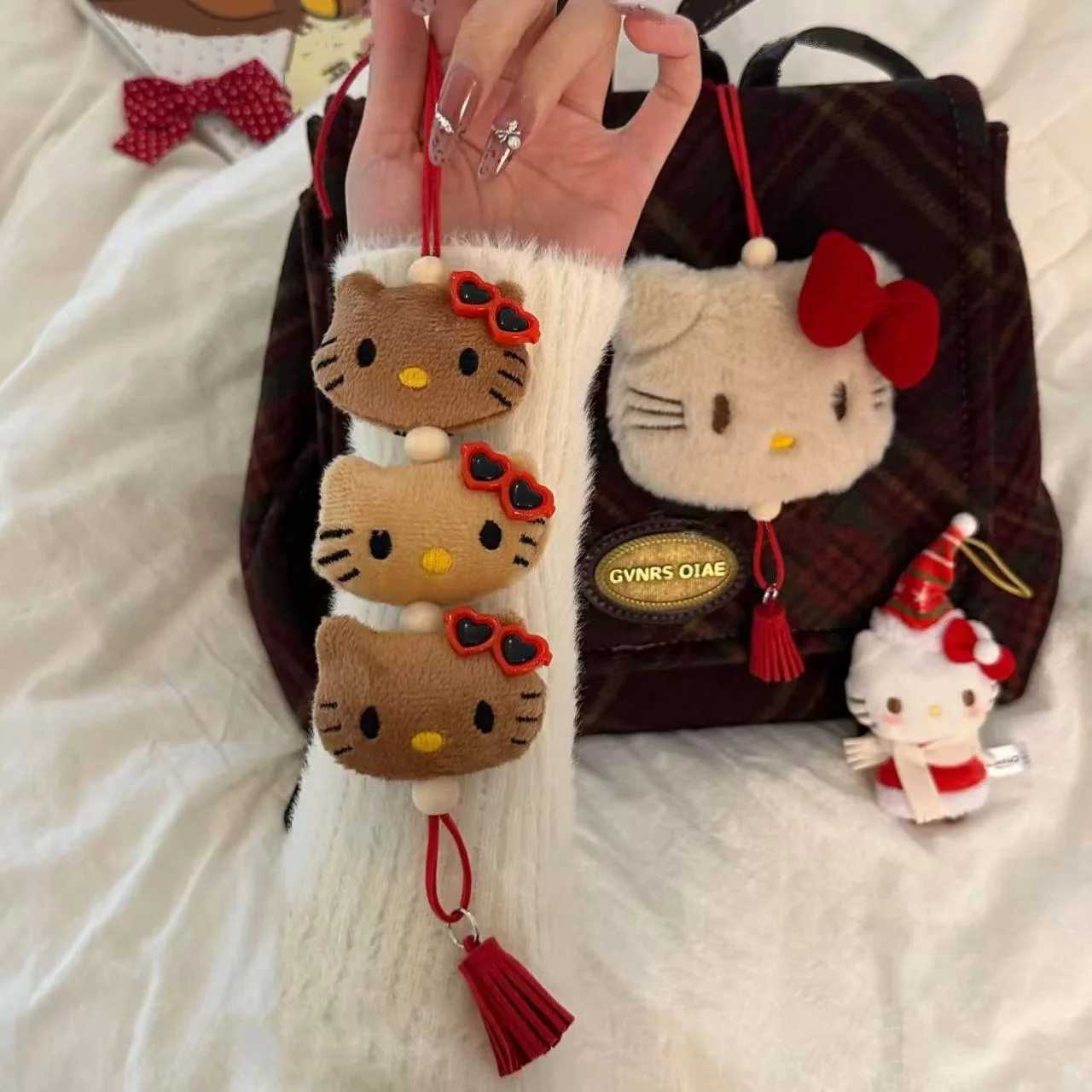 سحر حقيبة هالو كيتي. سحر حقيبة الظهر وحقيبة اليد اللطيفة. سحر حقيبة القوس القط KT الكرتونية اللطيفة على الطراز القديم