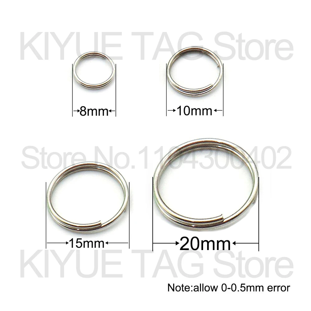 100pcs 8mm 10mm 15mm 20mm  Key Tags Rings White Plated Personalized Round Split Ring for Pet Id Tags Dog Cats Collar  Accessory