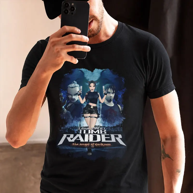 Retro Video game Tomb Raider Angel of Darkness Lara Croft Gift t shirt for gamer 0715 Short Sleeve