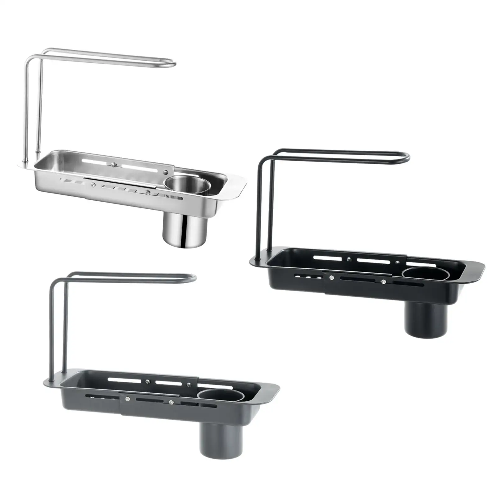 Sink Drain Shelf Stainless Steel Drainer Shelf Kitchen Sink Organizer Telescopic Practical Storage Shelf Kitchen Utensils