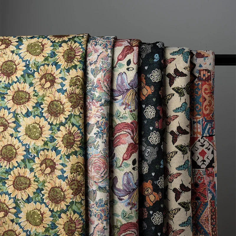Chenille Jacquard Fabric Upholstery By Meters for Curtains Hat Pillowcase Tablecloth Diy Sewing Sofa Cloth Wearable Flower Bear