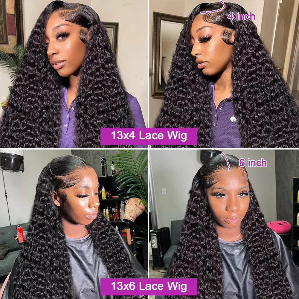 220 high density human hair wigs 30 40 inch black hd lace frontal wig pre plucked front 13x6 13x4 kinky curly deep water wave