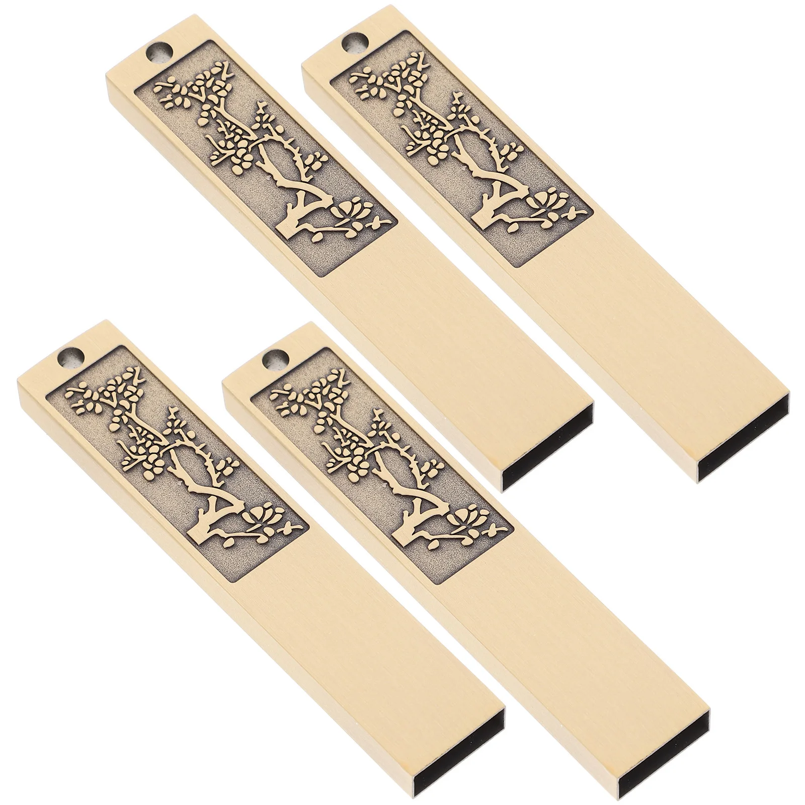 

4Pcs U Disk Protective Shell Metal USB Flash Disk Case Exquisite Plum Blossom Theme Strong Wear Resistant Cover for Daily Use