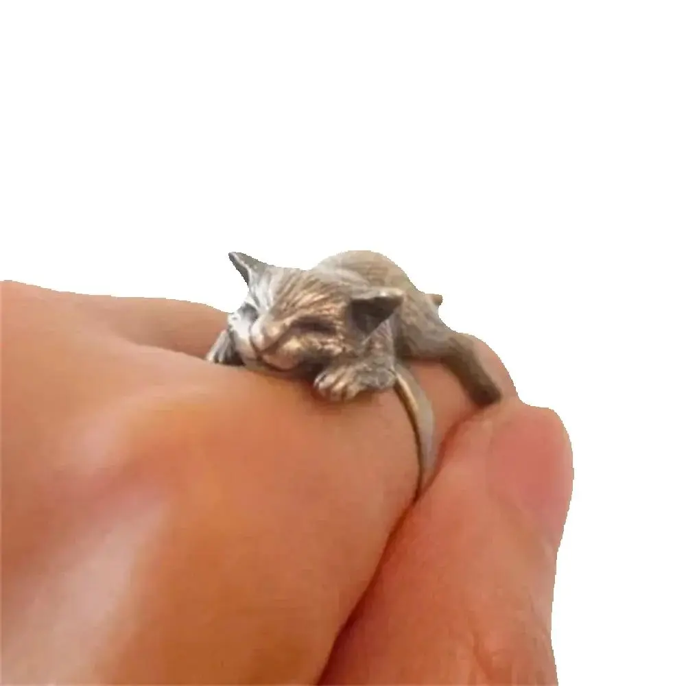 New creative personalized design cat ring fashion trend cute animal opening adjustable punk niche party gift jewellery