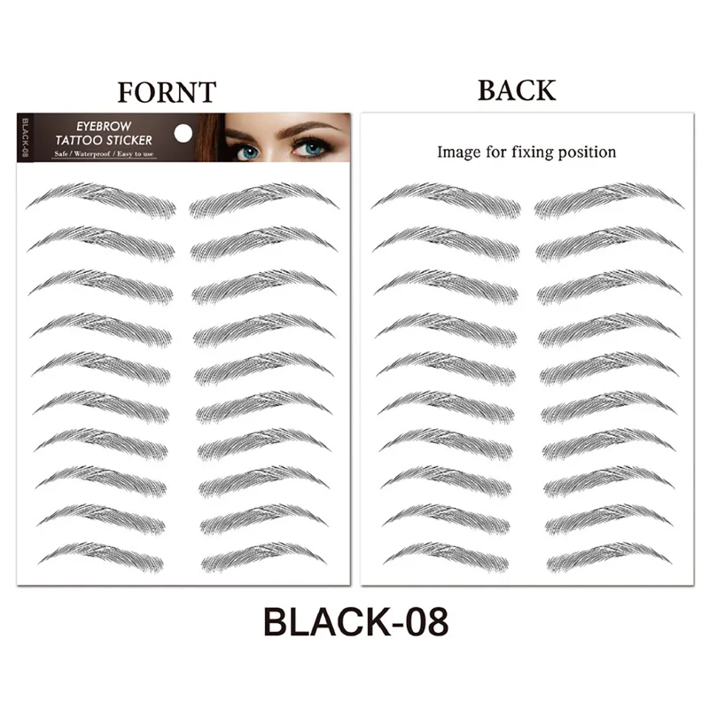 6D Eyebrow Tattoo Stickers Waterproof Makeup Long  Lasting Hair-Like Natural Fake Eyebrow Stickers for Brow Cosmetics Shaping