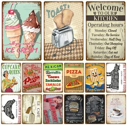 Metal Sign Home Decor Fast Food Vintage Tin Sign Plaque Metal Retro Plate Hot Dog Poster Wall Decor For Kitchen Cafe Diner Bar