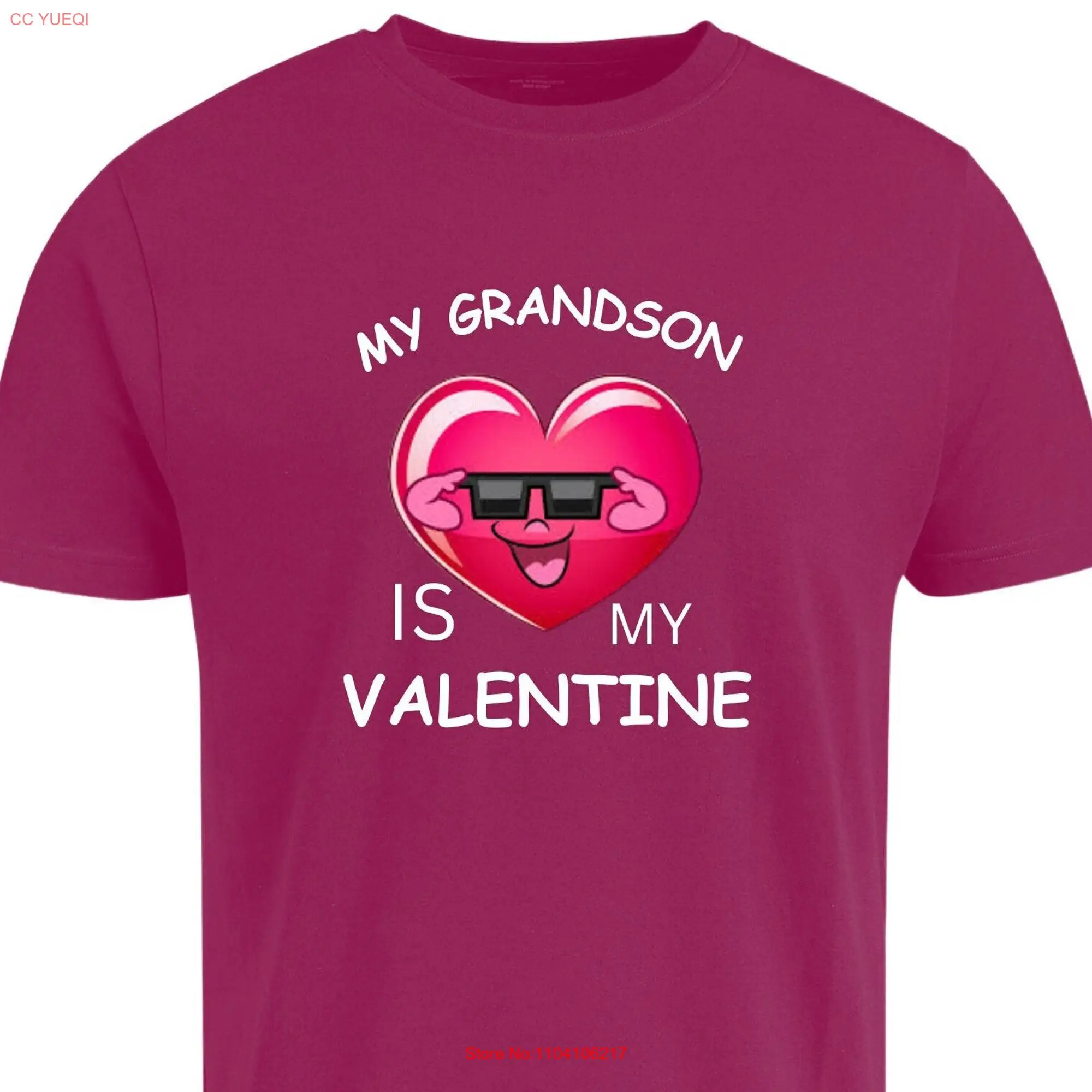 My Grand Son Is Valentine T Shirt Birthday For Grandmom long or short sleeves