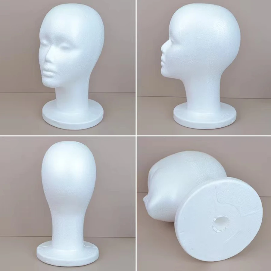 12 Inch Foam Head Female Foam Wig Head Mannequin Manikin Cosmetics Model Head Wigs Display Holder Hats Glasses Hairpieces Stand