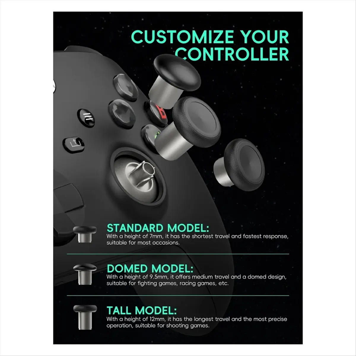 & AT27  8 PACK Metal Magnetic Thumbsticks Analog Joysticks for // /S Controller Silver