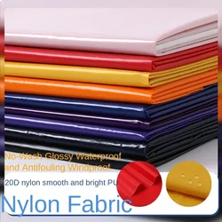 20D Pearlescent PU Nylon Fabric Waterproof By The Meter for Clothes Down Jacket Diy Sewing Smooth Cloth Fashion Glossy Thin Soft