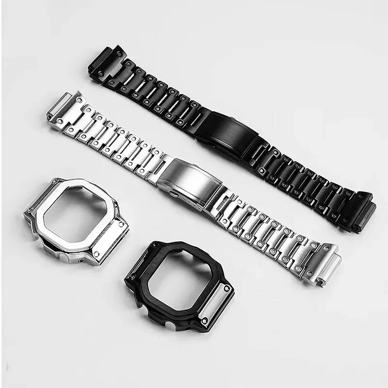 Watch Set For CASIO 3516 DW-H5600 Small Square Watchband Modified Metal Case Men Stainless Steel Watch Strap DWH5600 Accessories
