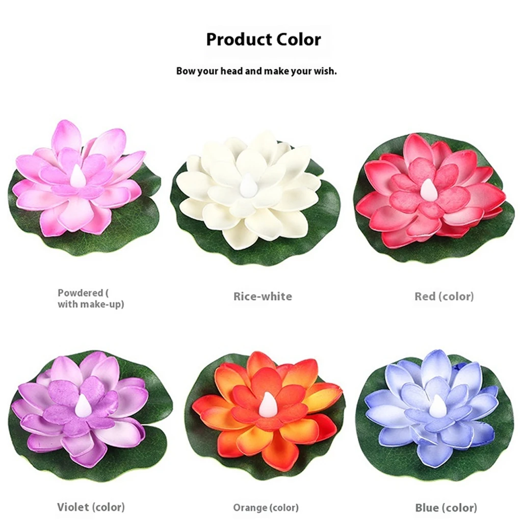 6PCS LED Lotus Night Lamp Floating Water Sensor Flower Lamp Garden Tank Decor Festive Party Accessories Wishing Lotus Light