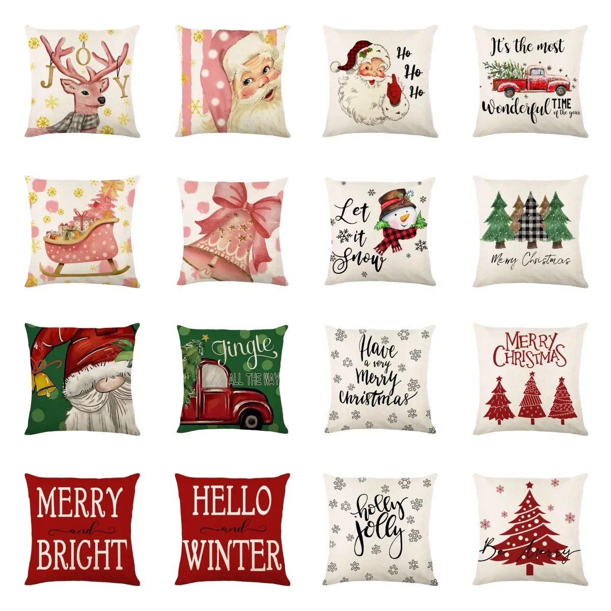 Pillow case Red Christmas Double-sided Printed Sofa 40x40 50x50 Headrest Backrest Chair Cushion Cover Fashion Custom Gift